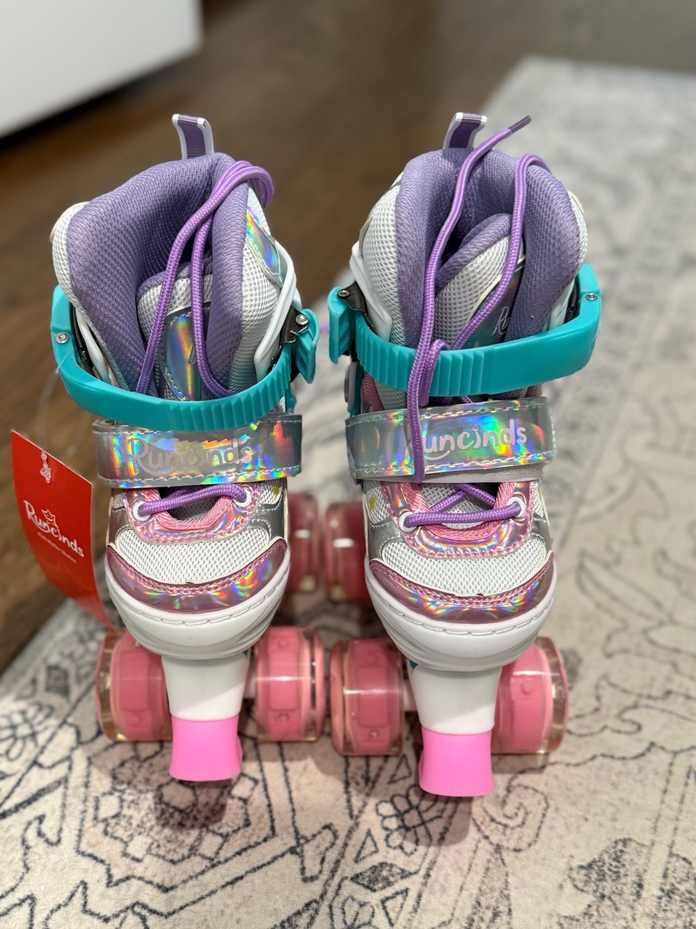 Kids Light-Up Roller Skates - Purple, Teal & Pink
